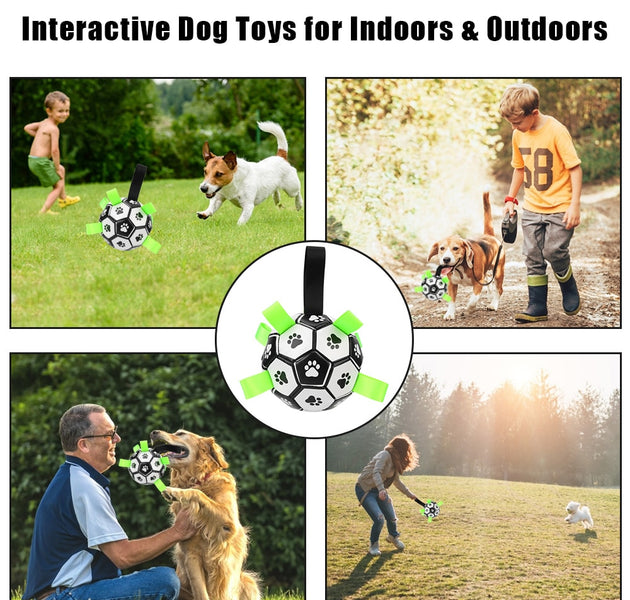 Puppy Outdoor Training Soccer 15cm Dog Bite Chew Balls Interactive Pet Football Toys With Grab Tabs Pets Accessories - Urban Pet Plaza 