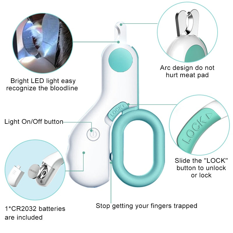 Professional Pet Nail Clipper LED Light Pet Nail Clipper Claw Grooming Scissors for Small Dogs Cats Scissors Dog Accessories - Urban Pet Plaza 