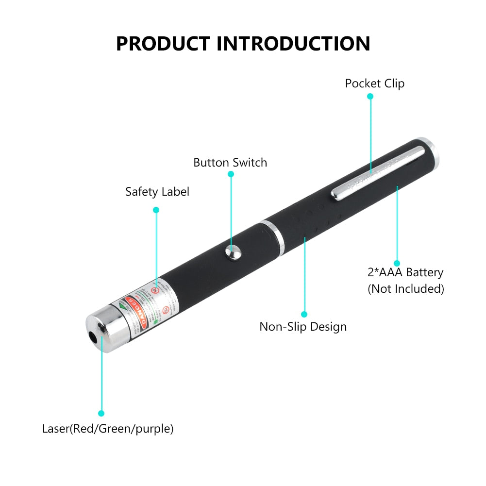 Laser Pointer 4mW High Pointer Laser Meter Pet Cat Toy Light Sight 530Nm 405Nm 650Nm Power Red Dot Office Interactive Laser Pen - Urban Pet Plaza 