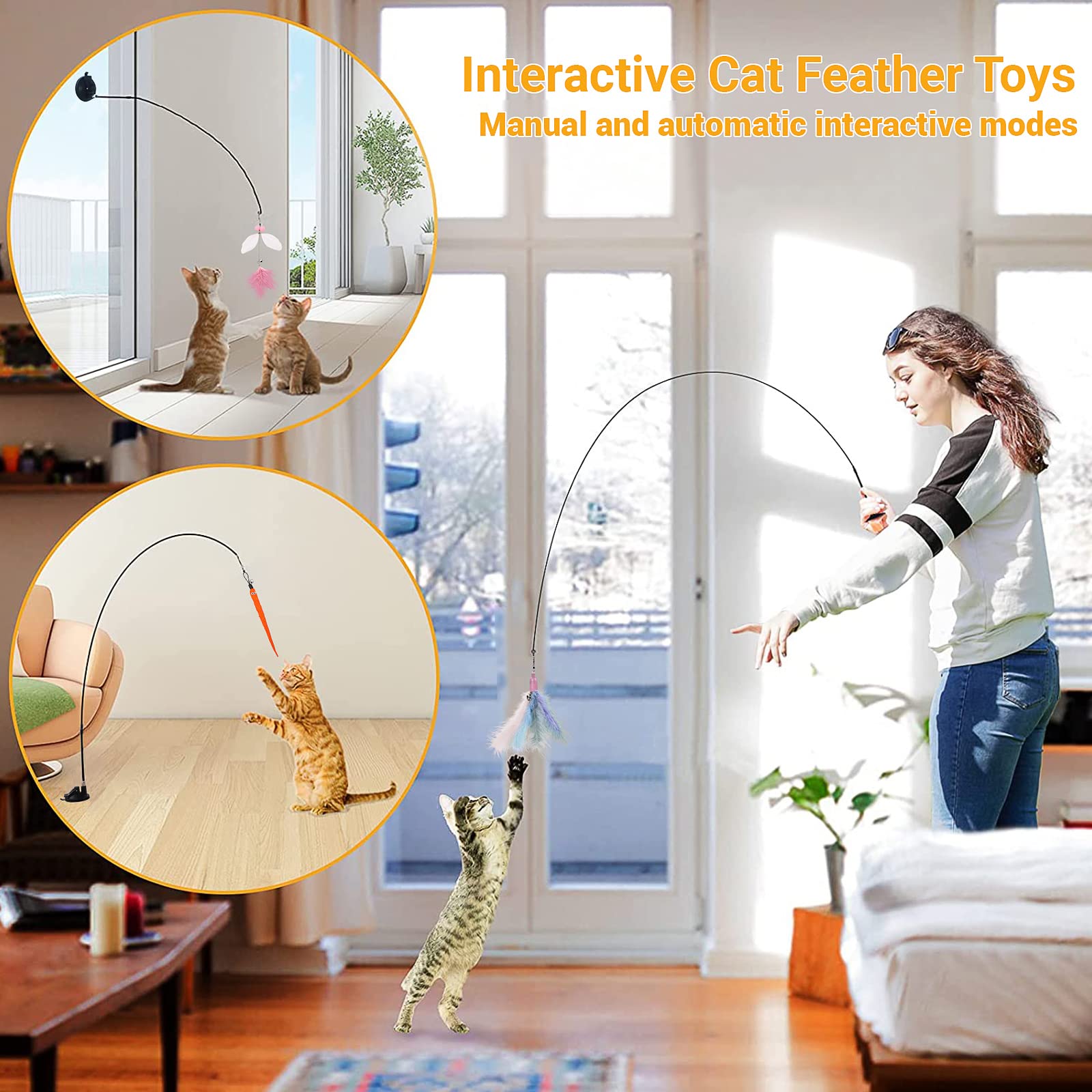 Funny Simulation Bird Interactive Cat Toy with Super Suction Cup Feather Bird for Kitten Play Chase Exercise Cat Toy Supplies - Urban Pet Plaza 