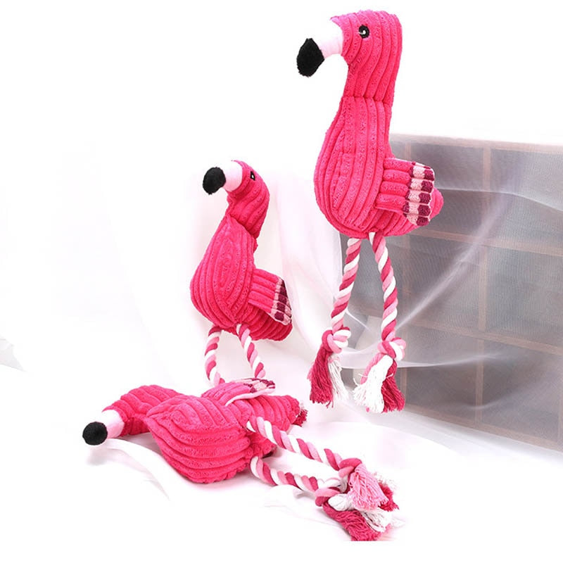 Cute Plush Flamingo Pet Dogs Bite Chew Toys Chihuahua/Yorkshire/Bulldog/Pug/Corgi Small Dog Interactive /Squeaky Sound Toy - Urban Pet Plaza 