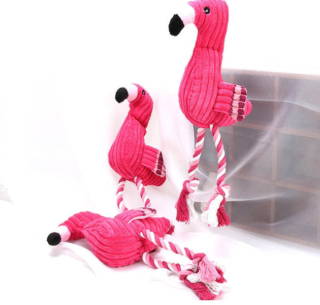 Cute Plush Flamingo Pet Dogs Bite Chew Toys Chihuahua/Yorkshire/Bulldog/Pug/Corgi Small Dog Interactive /Squeaky Sound Toy - Urban Pet Plaza 