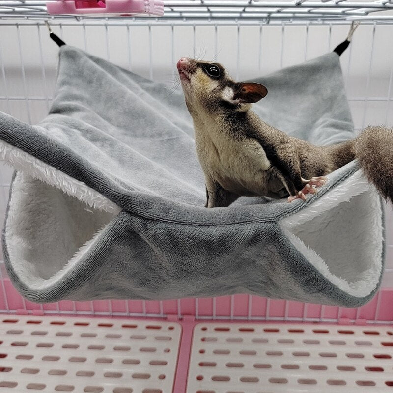 Plush Hamster Hammock Double-layer Thicken Warm Sleeping Bag Nest Hanging Cage House for Squirrel Ferret Rabbit Pet Bed - Urban Pet Plaza 