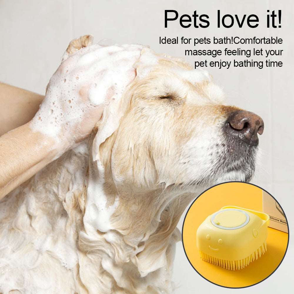 Bathroom Puppycat Washing Massage Dispenser Grooming Shower Brush Soft Silicone Dog Brush Pet Shampoo Massager Bath Brush - Urban Pet Plaza 