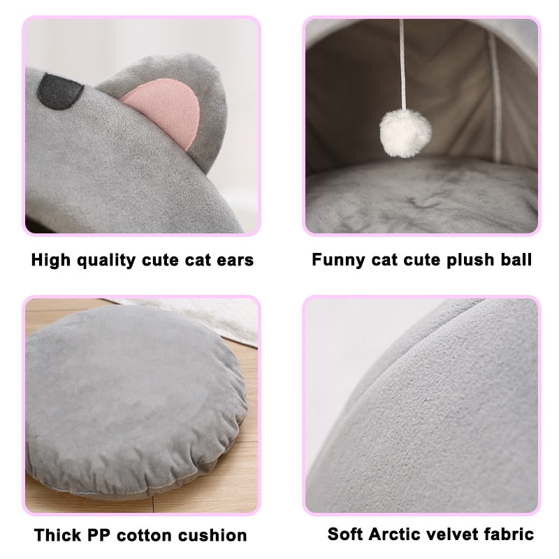 Super Cat Bed Warm Pet House Kitten Cave Cushion Cat House Warm Sleeping Dog Basket Tent Small Dog Mat Supplies Bed For Cats - Urban Pet Plaza 