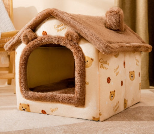 Foldable Dog House Pet Cat Bed Winter Dog Villa Sleep Kennel Removable Nest Warm Enclosed Cave Sofa Pets Supplies - Urban Pet Plaza 