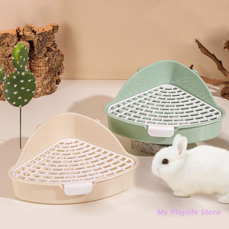 Bunny Litter Box Small Pet Toilet Triangle Potty Trainer Corner Litter Bedding Box for Hamsters Guinea Pigs Critters - Urban Pet Plaza 