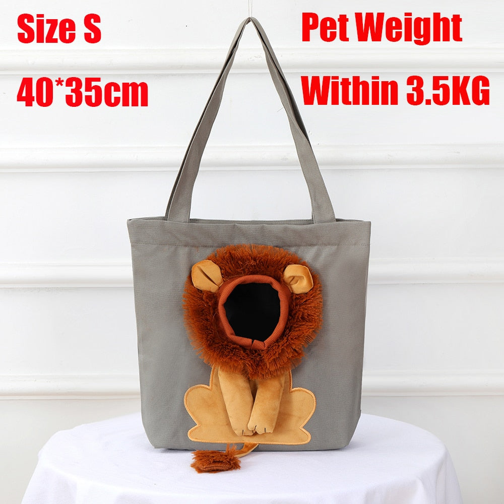 Soft Pet Carriers Lion Design Portable Breathable Bag Cat Dog Carrier Bags Outgoing Travel Pets Handbag with Safety Zippers - Urban Pet Plaza 