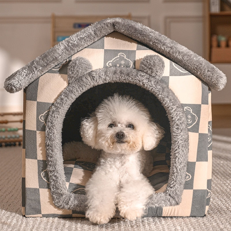 Foldable Dog House Kennel Bed Mat For Small Medium Dogs Cats Winter Warm Cat bed Nest Pet Products Basket Pets Puppy Cave Sofa - Urban Pet Plaza 