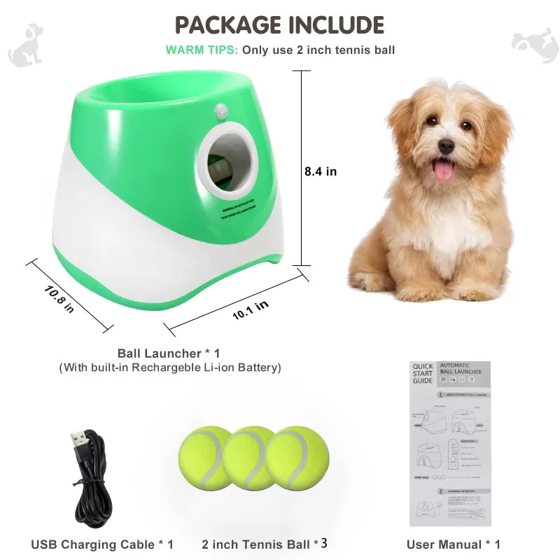 Rechargable Dog Tennis Launcher Automatic Pet Dogs Chase Toy Mini Tennis Throwing Pinball Machine Fun Interactive Throw Device - Urban Pet Plaza 