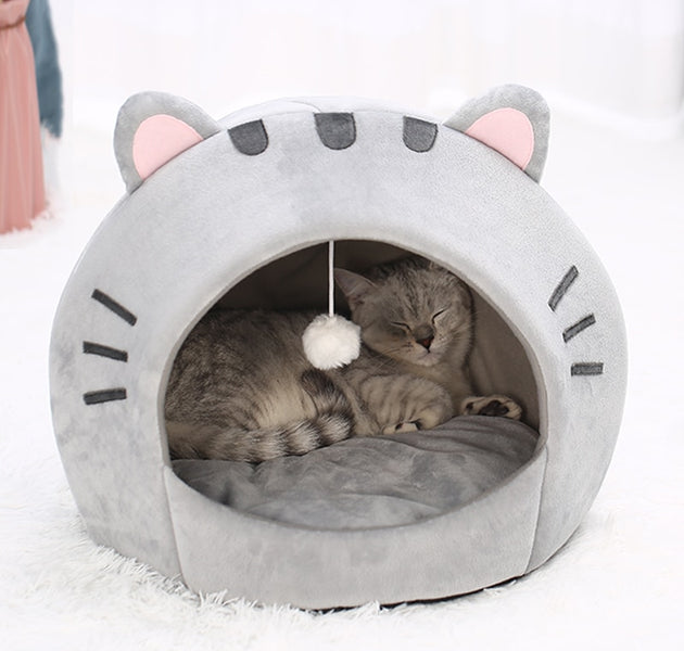 Super Cat Bed Warm Pet House Kitten Cave Cushion Cat House Warm Sleeping Dog Basket Tent Small Dog Mat Supplies Bed For Cats - Urban Pet Plaza 