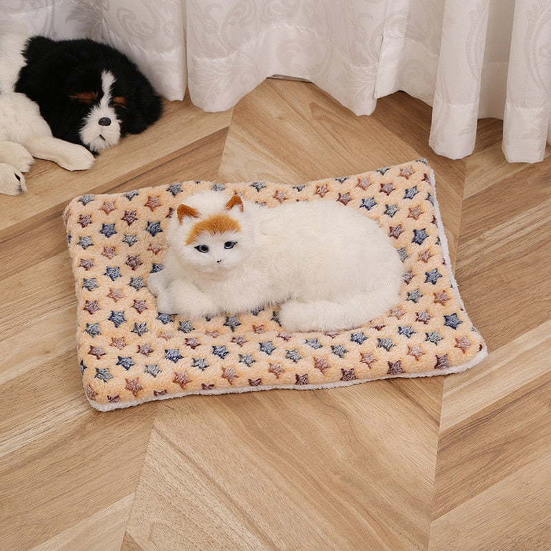 Soft Warm Flannel Thickened Pet Blanket Cat Litter Puppy Sleep Mat Washable Lovely Mattress Cushion for Small Large Dogs Dog Bed - Urban Pet Plaza 