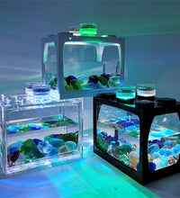 Small Fish Tank With Seven-color LED Lights, Desktop Creative Micro Landscape Ecological Tank DIY Mini Tropical Fish Aquarium - Urban Pet Plaza 