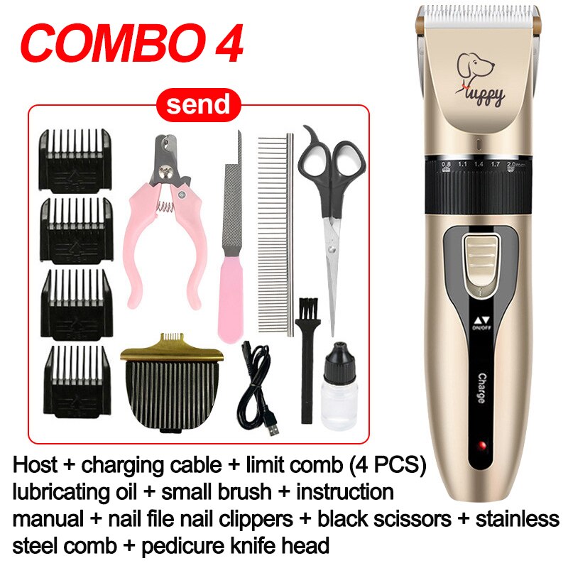 Dog Clipper Suit Dog Hair Clipper GroominHaircut Trimmer Shaver Set Pets Cordless Rechargeable Professional Multiple PET Uses - Urban Pet Plaza 