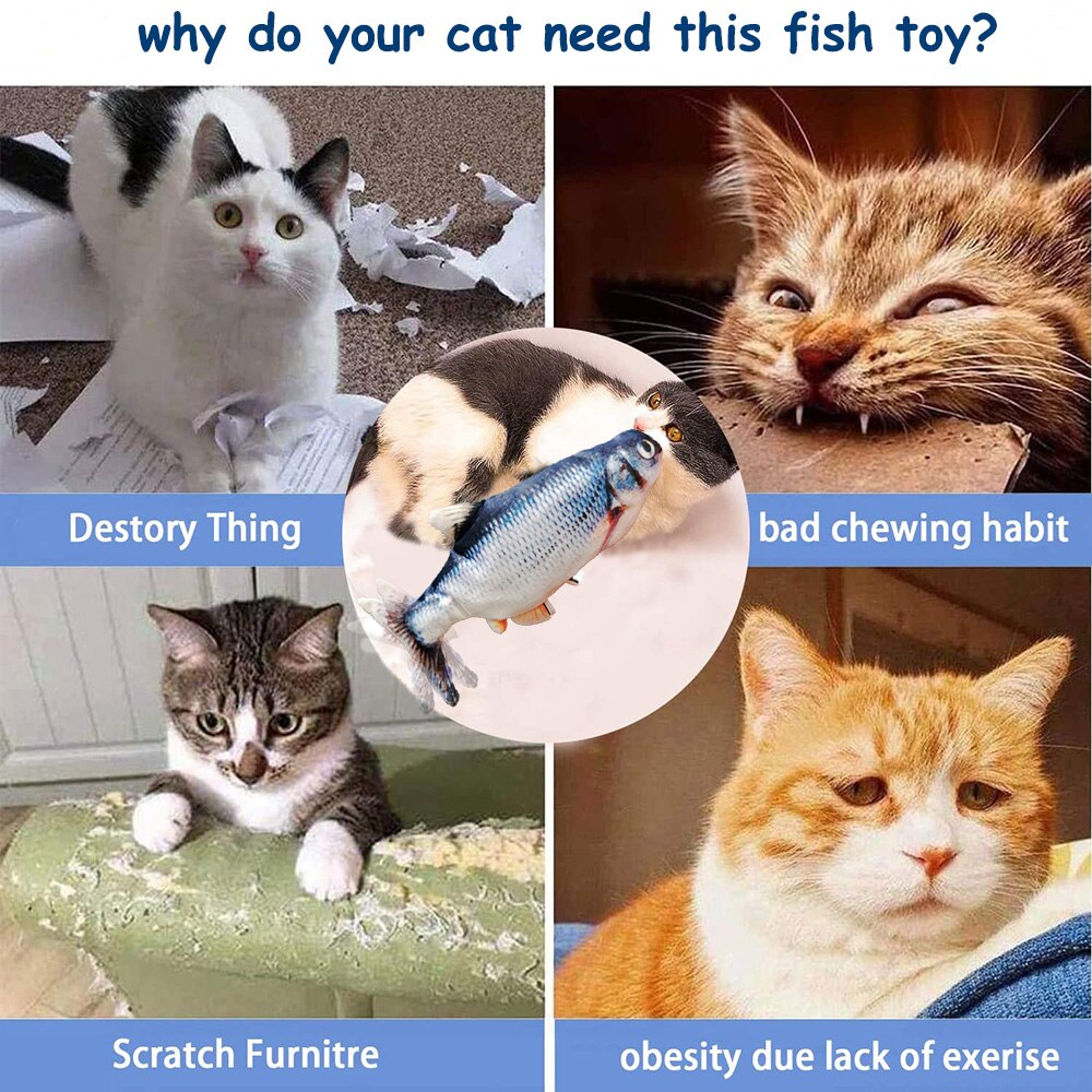 Pet Fish Toy Soft Plush Toy USB Charger Fish Cat 3D Simulation Dancing Wiggle Interaction Supplies Favors Cat Pet Chewing Toy - Urban Pet Plaza 