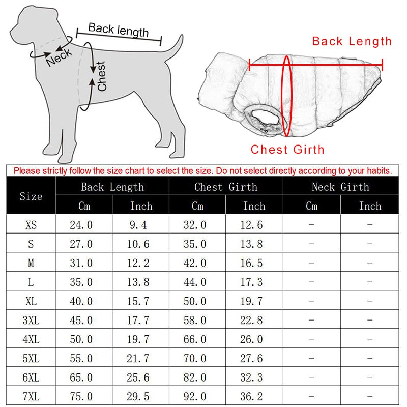 Reversible Dog Coat Clothes Winter Warm Jacket for Small Large Dogs Waterproof Thick Vest Jumpsuit Golden Retriever Waistcoat - Urban Pet Plaza 