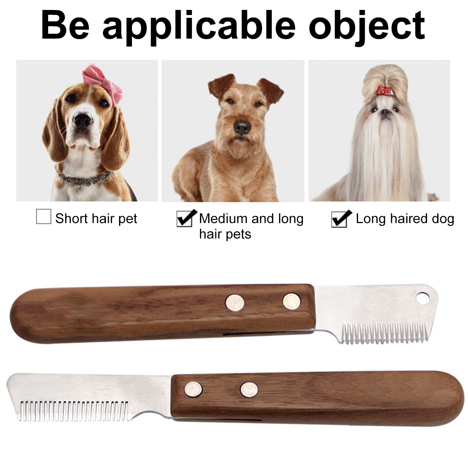 Handle Dog Stainless Steel Brushes Grooming Combs for Dog Pets Comb Coat Stripping Knife Stripper Trimmer Wooded Cleaning Tool - Urban Pet Plaza 