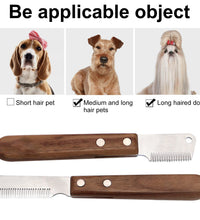 Handle Dog Stainless Steel Brushes Grooming Combs for Dog Pets Comb Coat Stripping Knife Stripper Trimmer Wooded Cleaning Tool - Urban Pet Plaza 