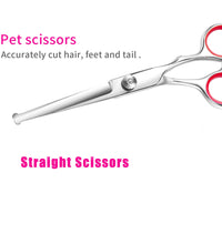 Dog Grooming Scissors Professional Stainless Steel Pet Hair Cutting Shears Safety Round Tip Pet Grooming Scissors Kit - Urban Pet Plaza 