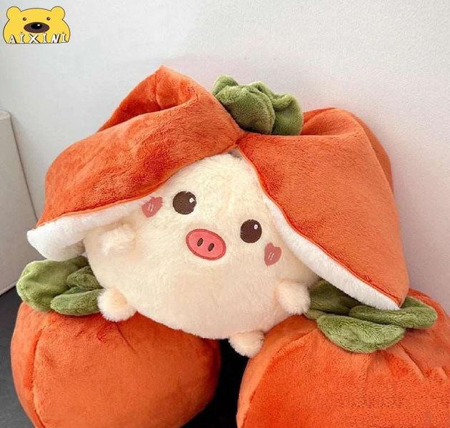 2in1 Cute Pig Plush Flip Fruit to Bunny Pillow Stuffed Lop Ear Rabbit Plushie Toys Kids Gift - Urban Pet Plaza 