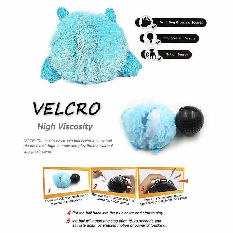 Pets Dog Interactive Toy Monster Plush Giggle Ball Shake Crazy Bouncer Dog Toy Exercise Electronic Toy For Puppy Entertainment - Urban Pet Plaza 