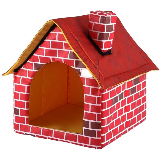 Household Portable Brick Wall Style Pet Dog House Warm and Cozy Cat Bed - Urban Pet Plaza 