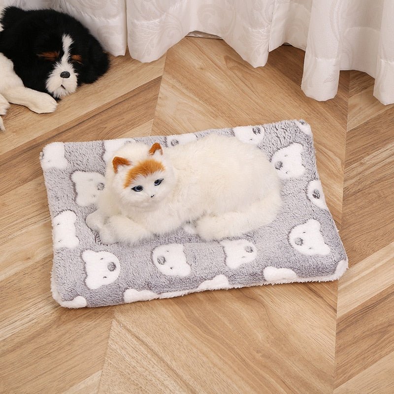 Soft Warm Flannel Thickened Pet Blanket Cat Litter Puppy Sleep Mat Washable Lovely Mattress Cushion for Small Large Dogs Dog Bed - Urban Pet Plaza 