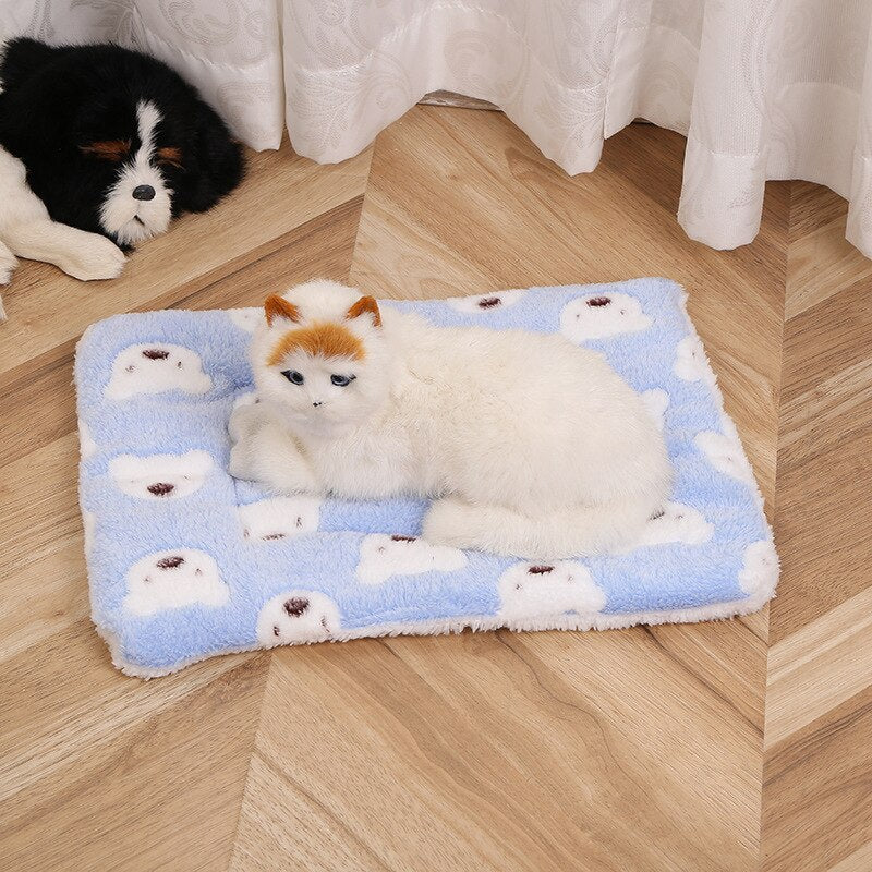 Soft Warm Flannel Thickened Pet Blanket Cat Litter Puppy Sleep Mat Washable Lovely Mattress Cushion for Small Large Dogs Dog Bed - Urban Pet Plaza 