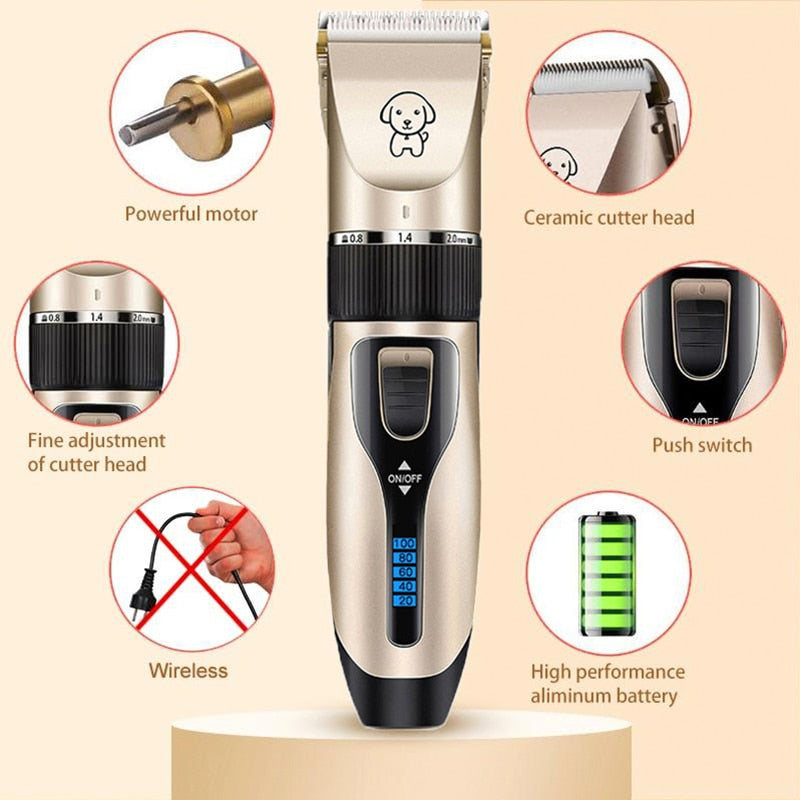 Dog Clipper Dog Hair Clippers Grooming (Pet/Cat/Dog/Rabbit) Haircut Trimmer Shaver Set Pets Cordless Rechargeable Professional - Urban Pet Plaza 