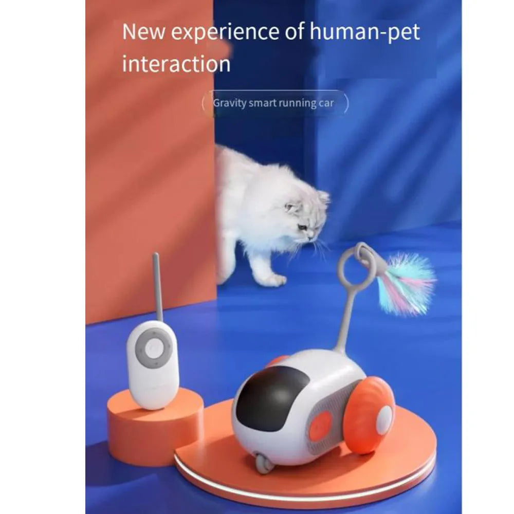 Smart Usb Rechargeable Chasing Electric Automatic Moving Remote Control Interactive Pet Cat Toy Feather Rotating Car for Kitten - Urban Pet Plaza 