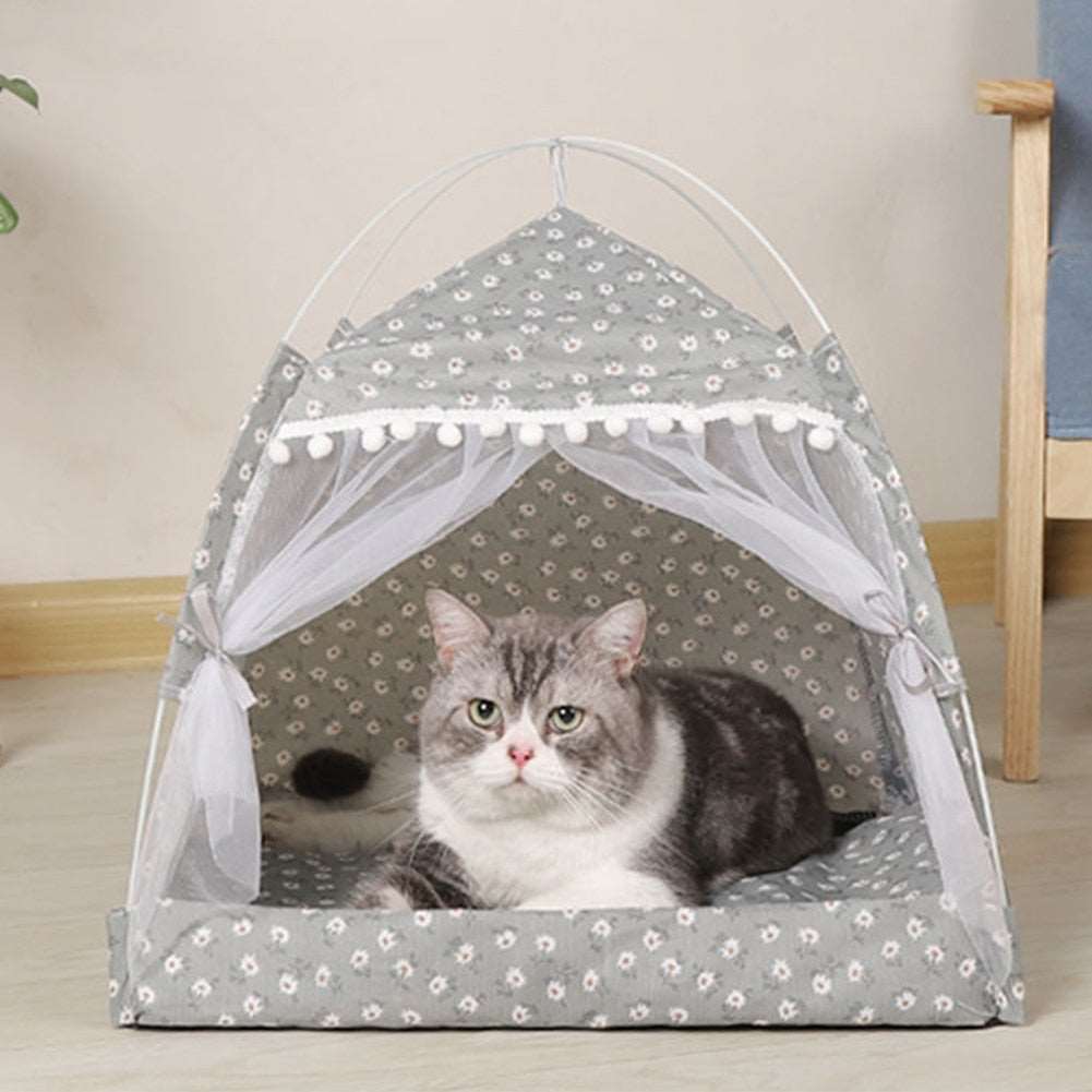 Cat Tent Bed Pet Products The General Teepee Closed Cozy Hammock with Floors Cat House Pet Small Dog House Accessories Products - Urban Pet Plaza 