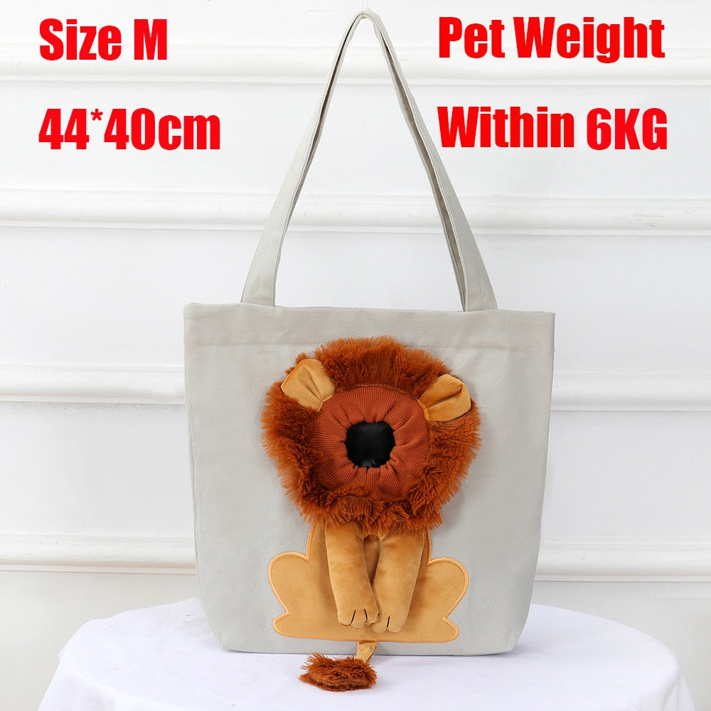 Soft Pet Carriers Lion Design Portable Breathable Bag Cat Dog Carrier Bags Outgoing Travel Pets Handbag with Safety Zippers - Urban Pet Plaza 