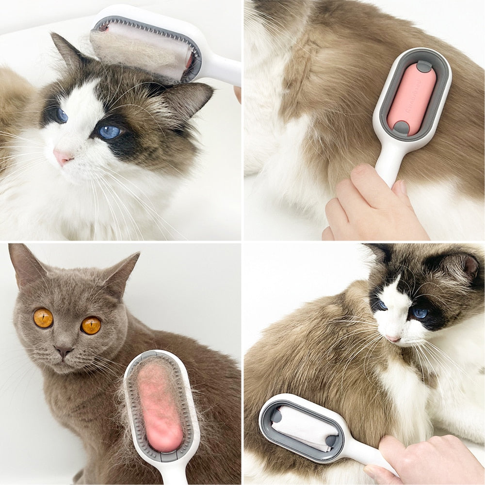 Double Sided Hair Removal Brushes for Cat Dog Pet Grooming Comb with Wipes Kitten Brush Pet Products Supplies - Urban Pet Plaza 