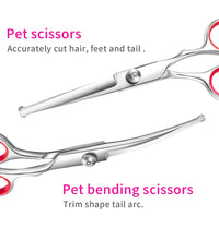 Dog Grooming Scissors Professional Stainless Steel Pet Hair Cutting Shears Safety Round Tip Pet Grooming Scissors Kit - Urban Pet Plaza 