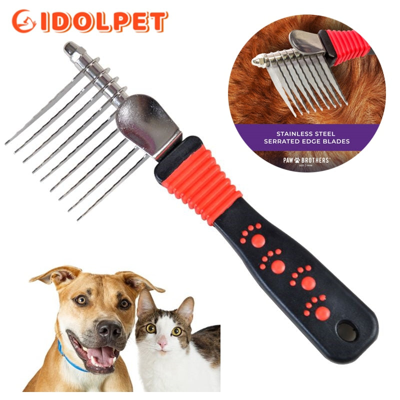 Pet Dematting Fur Rake Comb Brush Tool - Dog and Cat Comb for Detangling Matted or Knotted Undercoat Hair，Dog Grooming Brush - Urban Pet Plaza 