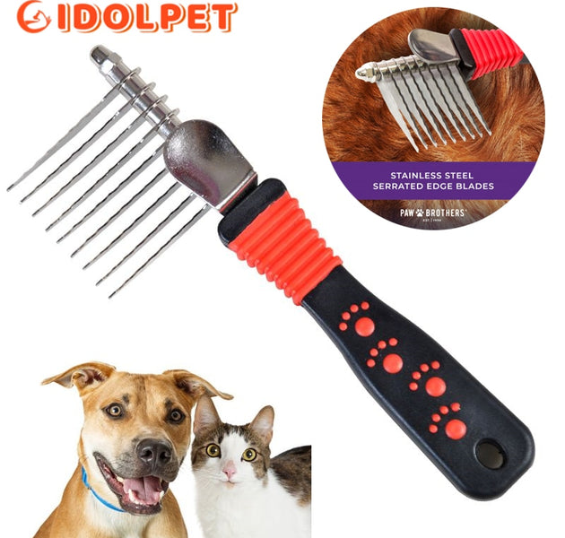 Pet Dematting Fur Rake Comb Brush Tool - Dog and Cat Comb for Detangling Matted or Knotted Undercoat Hair，Dog Grooming Brush - Urban Pet Plaza 