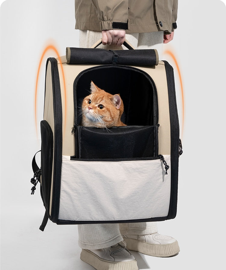 Pet Cat Bag Breathable Canvas Portable Cat Backpack Outdoor Travel Transport Bag For Cats And Puppy Carrying Pet Supplies - Urban Pet Plaza 