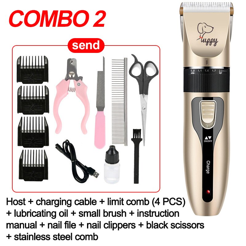 Dog Clipper Suit Dog Hair Clipper GroominHaircut Trimmer Shaver Set Pets Cordless Rechargeable Professional Multiple PET Uses - Urban Pet Plaza 