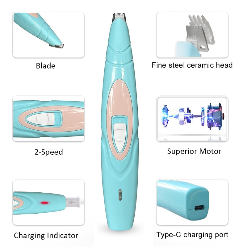 Electric Dog Clippers Professional Pet Foot Hair Trimmer Dog Grooming Hairdresser Dog Shear Butt Ear Eyes Hair Cutter Pedicure - Urban Pet Plaza 