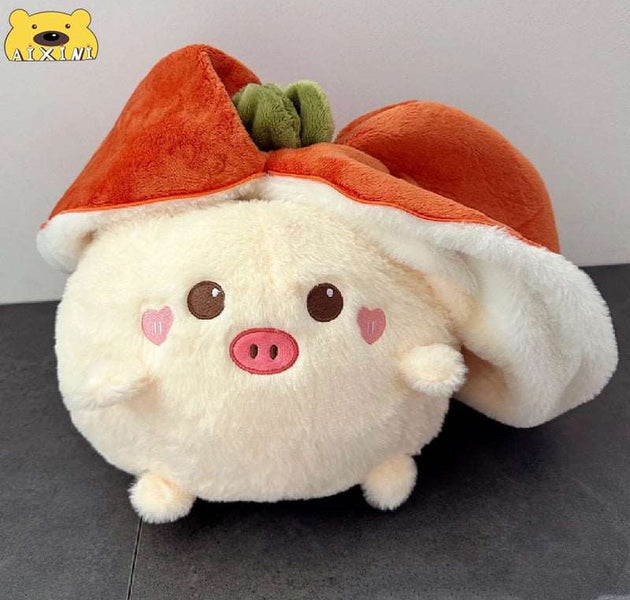 2in1 Cute Pig Plush Flip Fruit to Bunny Pillow Stuffed Lop Ear Rabbit Plushie Toys Kids Gift - Urban Pet Plaza 