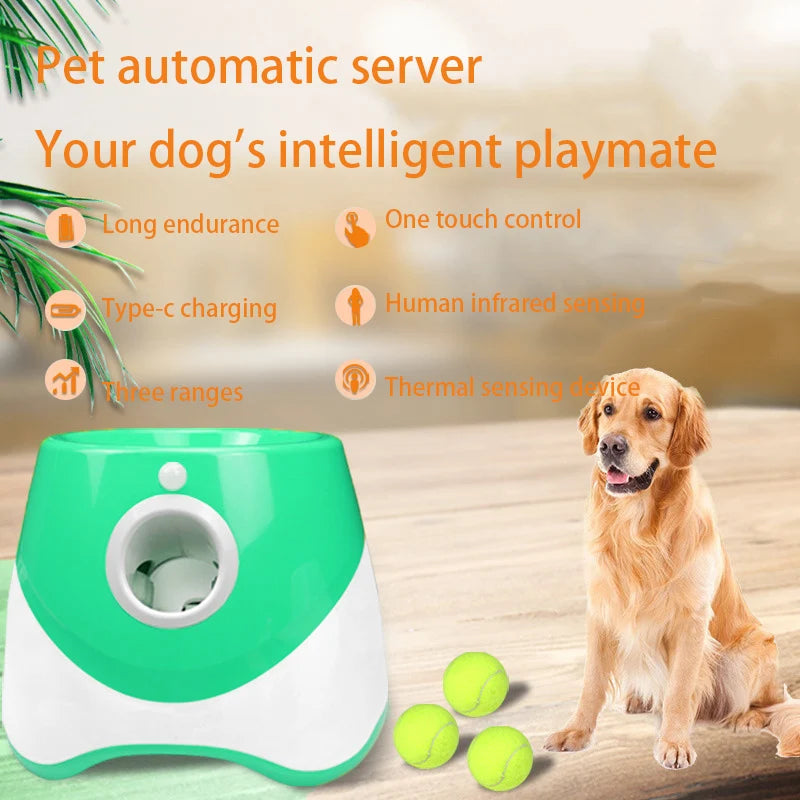 Rechargable Dog Tennis Launcher Automatic Pet Dogs Chase Toy Mini Tennis Throwing Pinball Machine Fun Interactive Throw Device - Urban Pet Plaza 