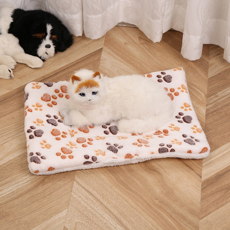 Soft Warm Flannel Thickened Pet Blanket Cat Litter Puppy Sleep Mat Washable Lovely Mattress Cushion for Small Large Dogs Dog Bed - Urban Pet Plaza 