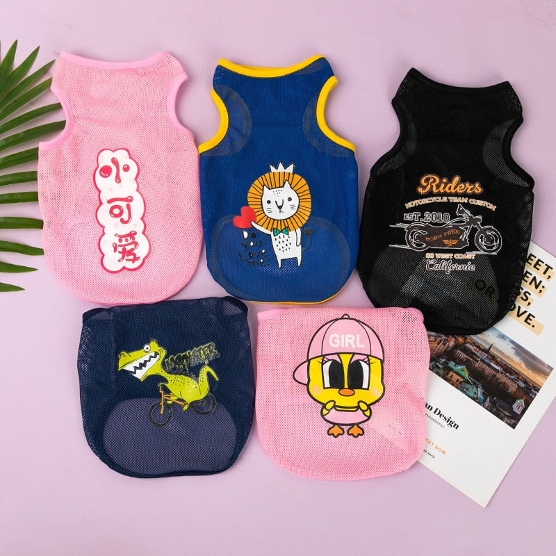 Cute Cartoon Pet Dog ClothesSummer Thin Mesh Dog Cat Vest Cat Teddy Pomeranian Pet Puppy Breathable Cool Clothing Dog Costume - Urban Pet Plaza 