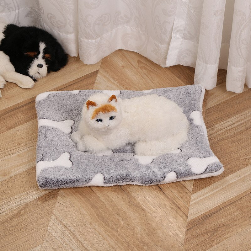 Soft Warm Flannel Thickened Pet Blanket Cat Litter Puppy Sleep Mat Washable Lovely Mattress Cushion for Small Large Dogs Dog Bed - Urban Pet Plaza 