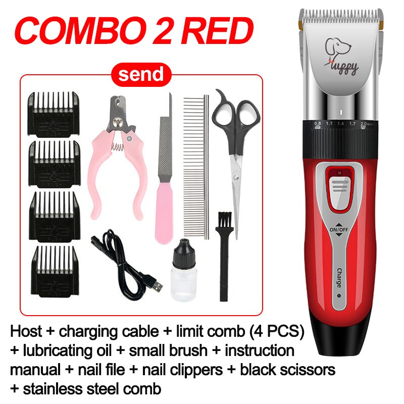 Dog Clipper Suit Dog Hair Clipper GroominHaircut Trimmer Shaver Set Pets Cordless Rechargeable Professional Multiple PET Uses - Urban Pet Plaza 