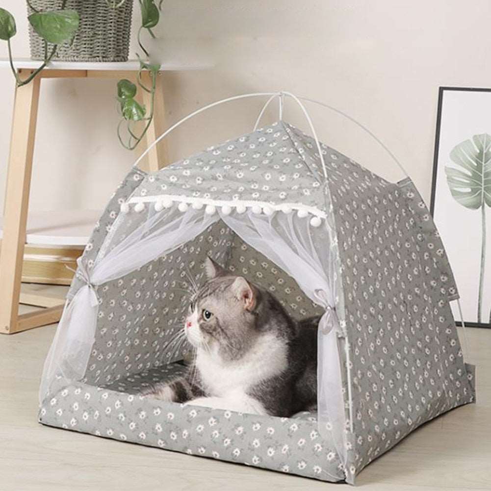 Cat Tent Bed Pet Products The General Teepee Closed Cozy Hammock with Floors Cat House Pet Small Dog House Accessories Products - Urban Pet Plaza 