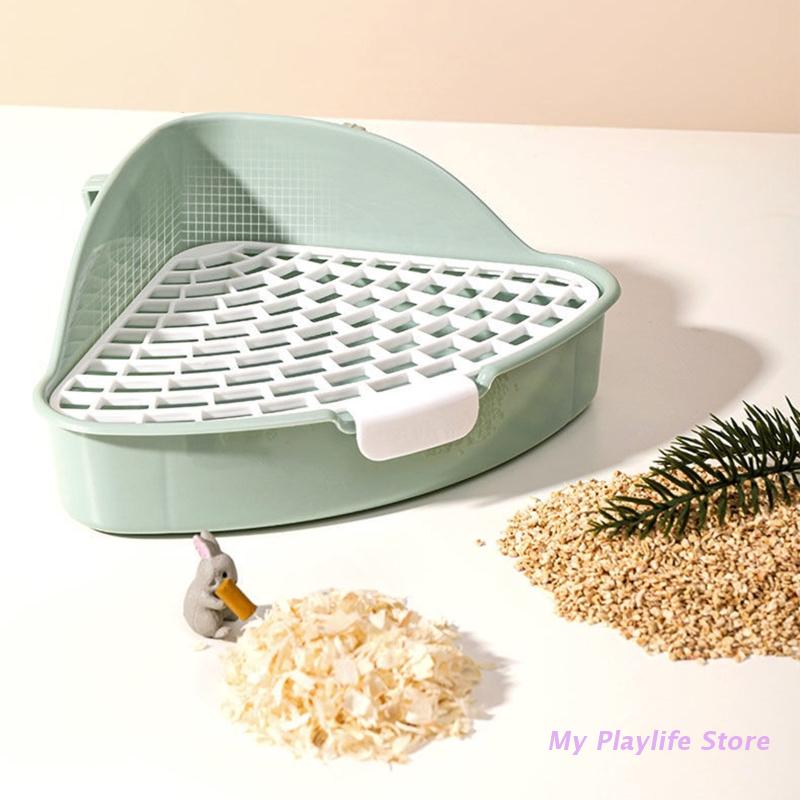 Bunny Litter Box Small Pet Toilet Triangle Potty Trainer Corner Litter Bedding Box for Hamsters Guinea Pigs Critters - Urban Pet Plaza 