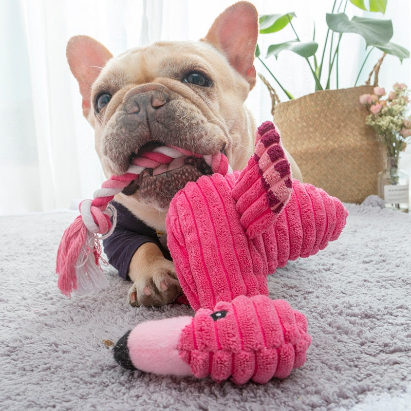 Cute Plush Flamingo Pet Dogs Bite Chew Toys Chihuahua/Yorkshire/Bulldog/Pug/Corgi Small Dog Interactive /Squeaky Sound Toy - Urban Pet Plaza 