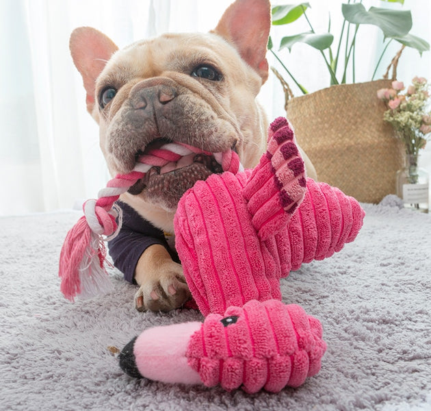 Cute Plush Flamingo Pet Dogs Bite Chew Toys Chihuahua/Yorkshire/Bulldog/Pug/Corgi Small Dog Interactive /Squeaky Sound Toy - Urban Pet Plaza 