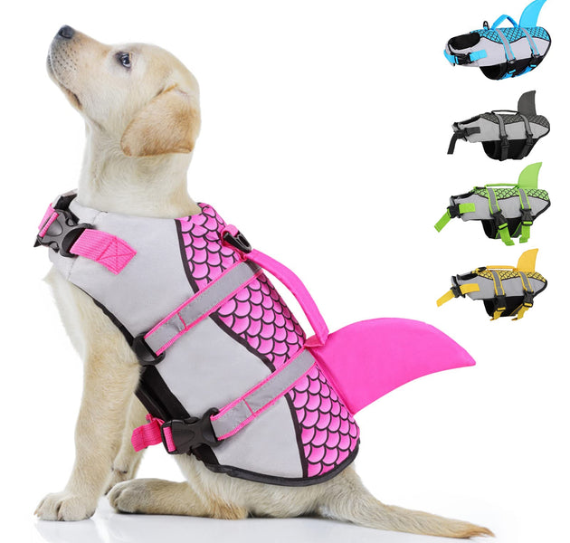 Dog Life Jackets Ripstop Dog Life Vest with Reflective Strip Dog Shark Life Jacket Dog Lifesavers Swimsuits for Swimming Boating - Urban Pet Plaza 